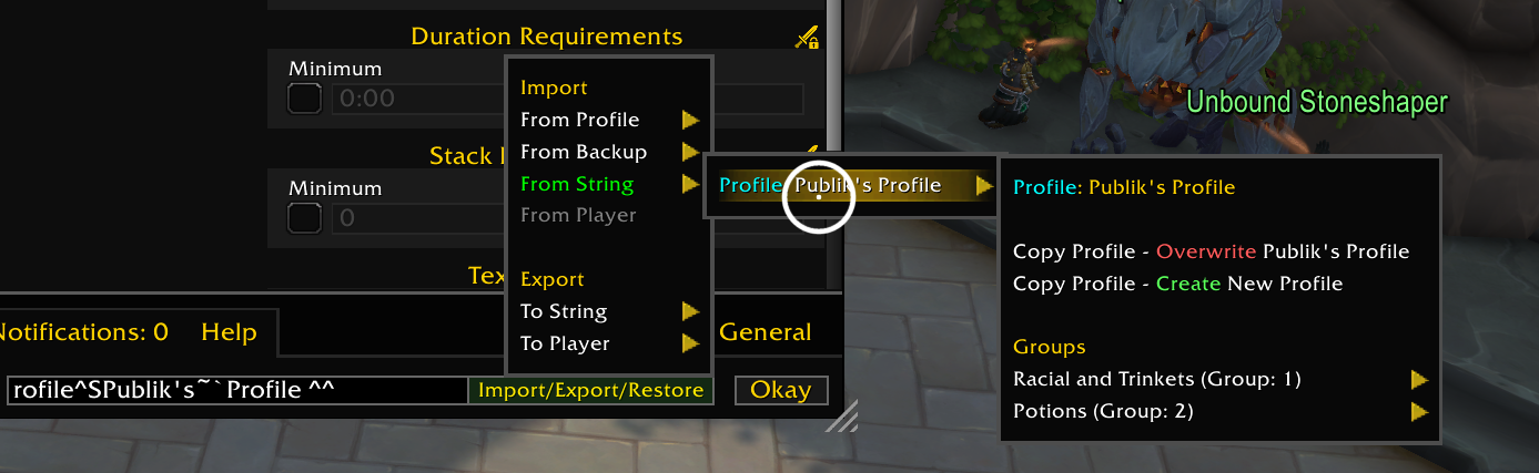 tell me when settings